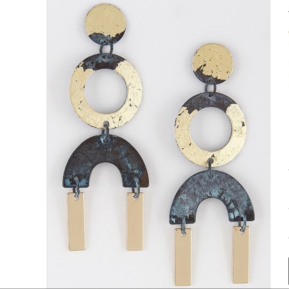 Black and Gold Oxidized Earrings
